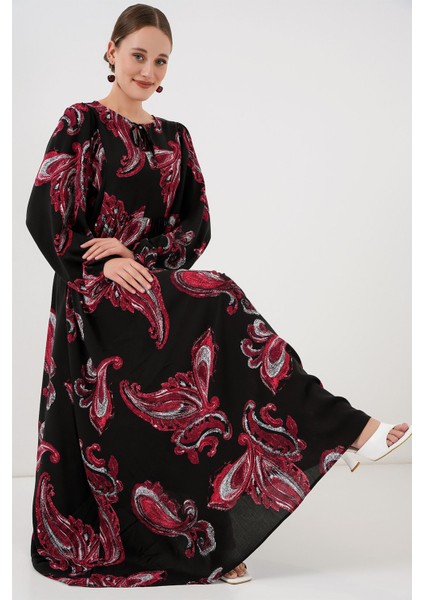 Kadın BDART Düğmeli Tekstil Desenli Max Dress Kırmızı
