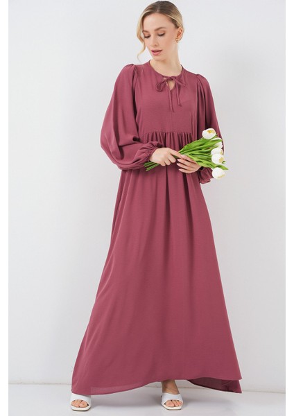 Kadın BDART Düğmeli Tekstil Desenli Max Dress Tozlu Gül Pembesi