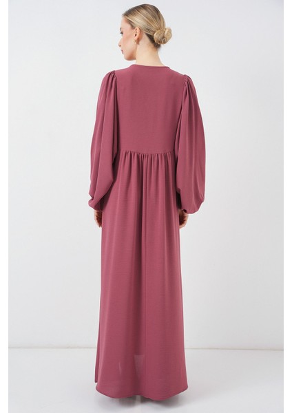 Kadın BDART Düğmeli Tekstil Desenli Max Dress Tozlu Gül Pembesi