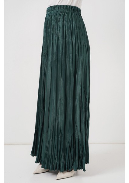 Kadın BDART Astarlı Doku Detaylı Maxi Etek Green