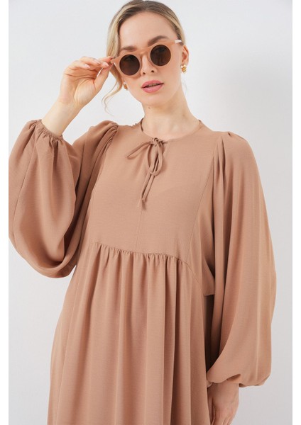 Kadın BDART Düğmeli Tekstil Desenli Max Dress Brown