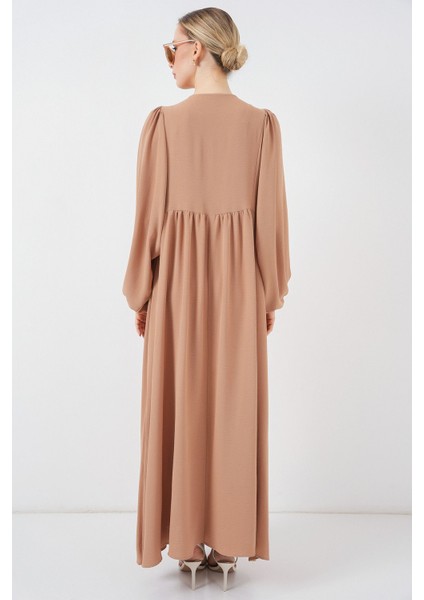 Kadın BDART Düğmeli Tekstil Desenli Max Dress Brown