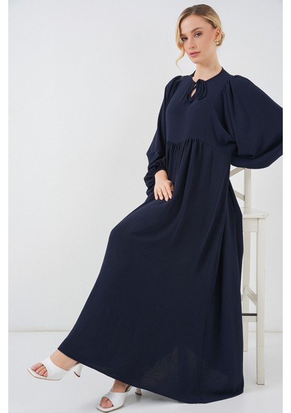 Kadın BDART Düğmeli Tekstil Desenli Max Dress Blue