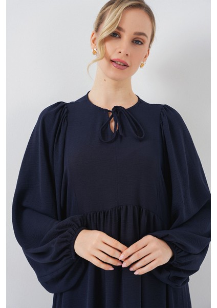 Kadın BDART Düğmeli Tekstil Desenli Max Dress Blue