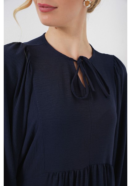 Kadın BDART Düğmeli Tekstil Desenli Max Dress Blue