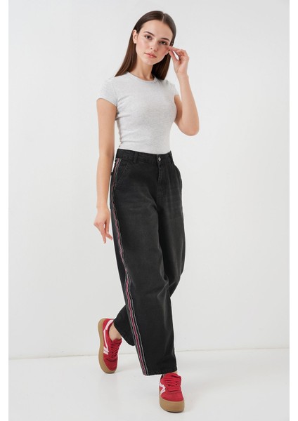 Kadın BDART Yüksek Bel Bol Kesim Geniş Bacak Kot Pantolon Black indirimleri