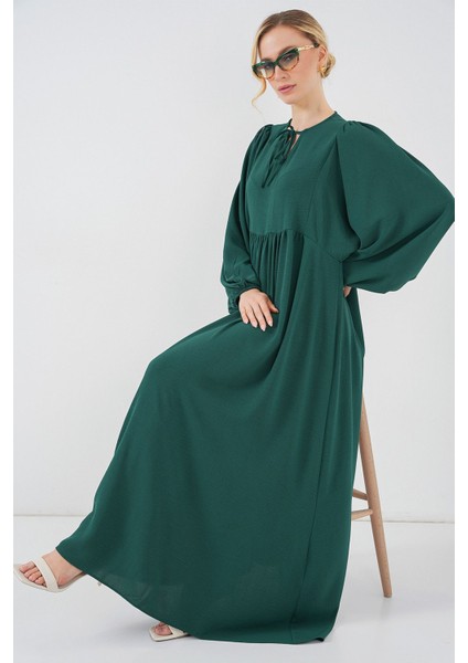 Kadın BDART Düğmeli Tekstil Desenli Max Dress Green