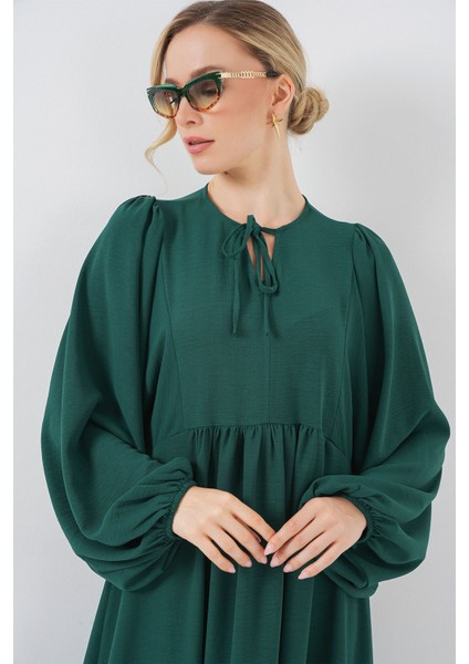 Kadın BDART Düğmeli Tekstil Desenli Max Dress Green