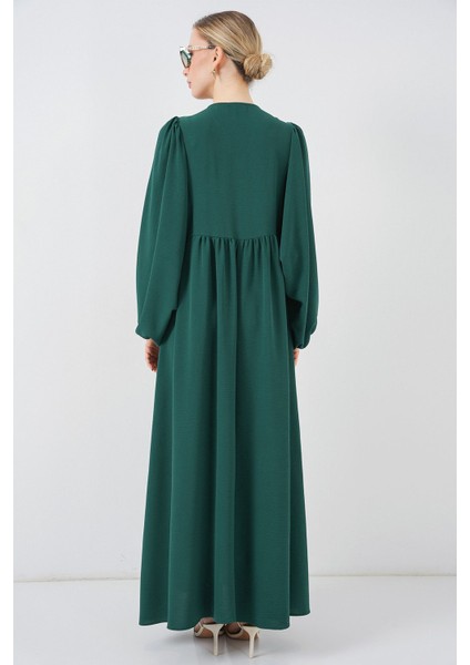Kadın BDART Düğmeli Tekstil Desenli Max Dress Green