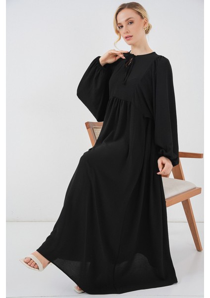 Kadın BDART Düğmeli Tekstil Desenli Max Dress Siyah