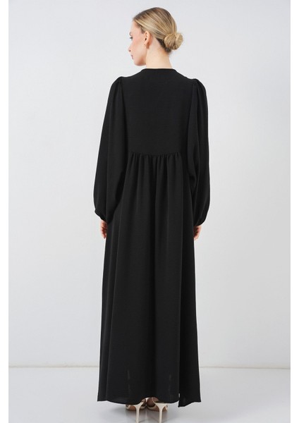 Kadın BDART Düğmeli Tekstil Desenli Max Dress Siyah