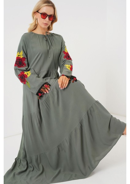 Kadın BDART Viskon Maxi Elbise Green