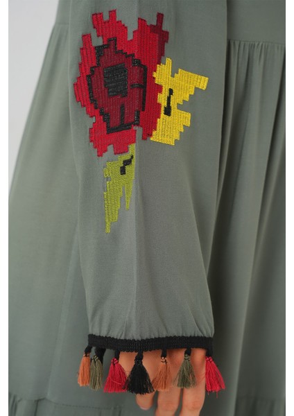 Kadın BDART Viskon Maxi Elbise Green