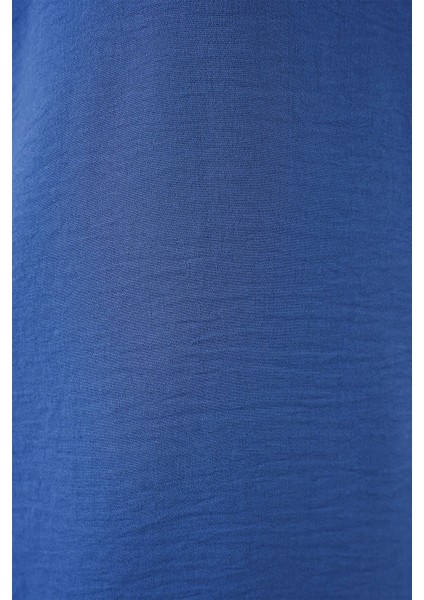 Kadın BDART Dokulu V Yaka Kolsuz Bluz Gök Mavisi