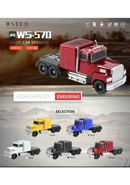 WS-570 Büyük Boy Kamyon - Bluetooth Hoparlör - USB - Fm Radyo Çok Fonksiyonlu Müzik Çalar fırsatları