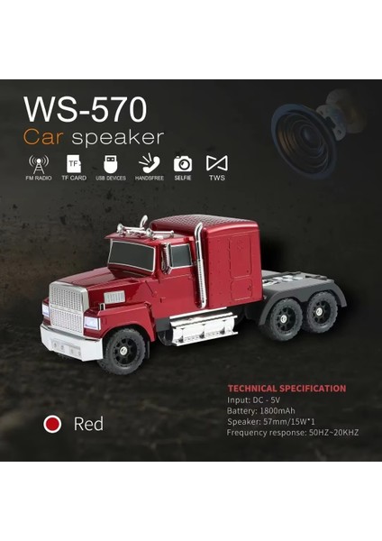 WS-570 Büyük Boy Kamyon - Bluetooth Hoparlör - USB - Fm Radyo Çok Fonksiyonlu Müzik Çalar indirimleri