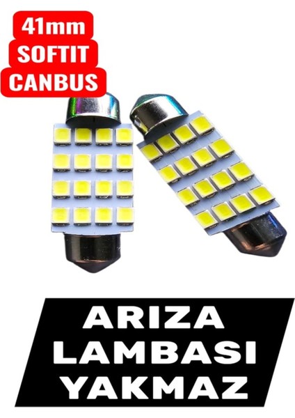 41MM 2 Adet Softit LED Ampul Canbus Plaka Tavan Bagaj Plaka Araç Iç Aydınlatma Arıza Işığı Yakmaz