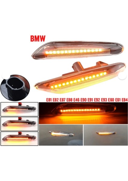 Bmw E90 E87 E60 Kayar LED Çamurluk Sinyalleri Beyaz Cam