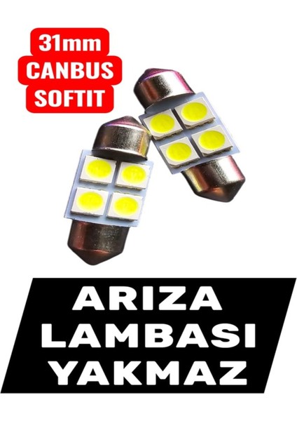 31MM 2 Adet Softit LED Ampul Canbus Plaka Tavan Bagaj Plaka Araç Iç Aydınlatma Arıza Işığı Yakmaz