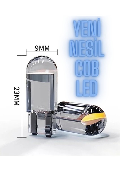 2 Adet Beyaz T10 Dipsiz Park Ampül Yeni Nesil Cob LED