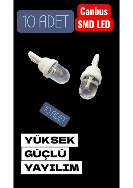T10 Park Ampul 10 Adet Camlı Yüksek Güçlü Yayılım