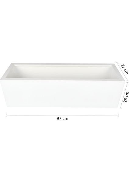 Zenith 97X28 cm Yatay Dikdörtgen Beyaz Saksılık - Iç & Dış Mekan Modern Metal Saksı (97X27X28 Cm) modelleri