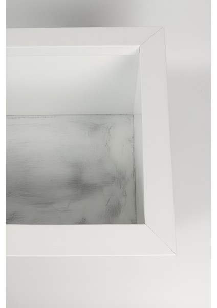 Zenith 97X28 cm Yatay Dikdörtgen Beyaz Saksılık - Iç & Dış Mekan Modern Metal Saksı (97X27X28 Cm)