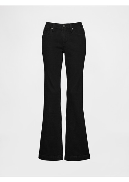 Kadın Siyah Low Rise Flare Jean Pantolon fiyatları