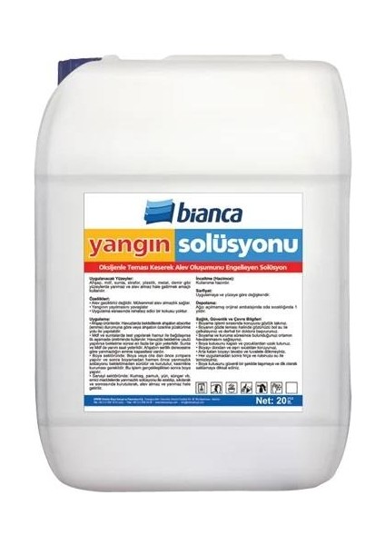 Anti Fire Solüsyon Yangın Solüsyonu 20 Lt Şeffaf