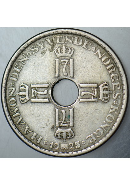 Norveç 1 Kron 1925 Delikli. Az Çıkar.