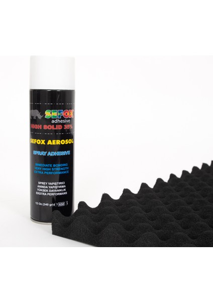 Akustik Sünger 30 mm ( En : 1 mt Boy : 1 Mt) + Sefox Sprey Yapıştırıcı 340 gr (1 Adet)+ Sefox Sprey Yapıştırıcı 340 gr (1 Adet)