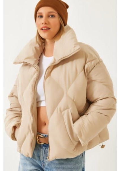 Premium Kadın Şişme Mont L-Bej modelleri