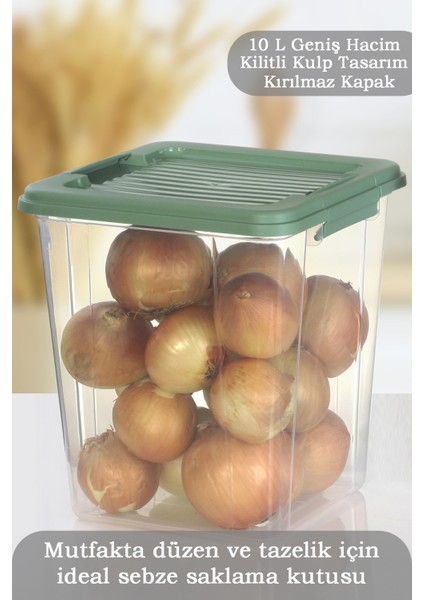 2'li Mega Box 10 L Patates Soğan Saklama Kutusu Kilit Kapaklı Çok Amaçlı Sebzelik Saklama Kabı Mint fiyatları