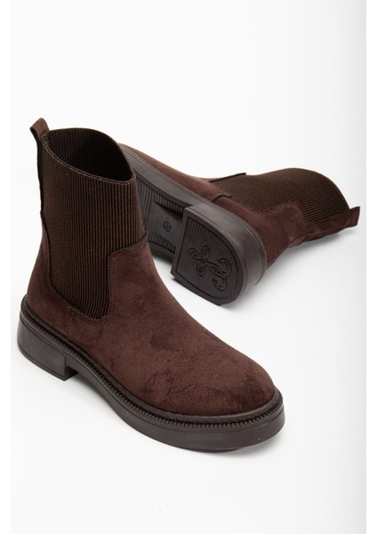 Kadın Kalın Taban Kahverengi Süet Elastik Yan Bantlı Günlük Bot fiyatları
