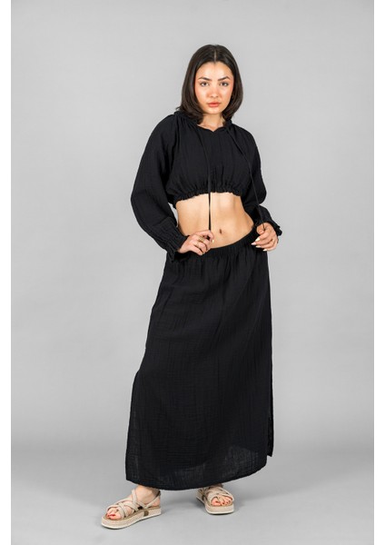 Müslin Kadın Reglan Kol Crop modelleri