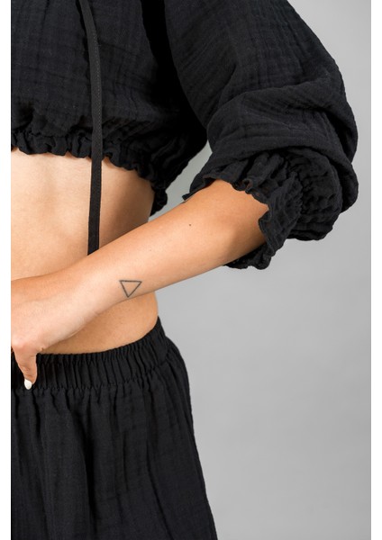 Müslin Kadın Reglan Kol Crop