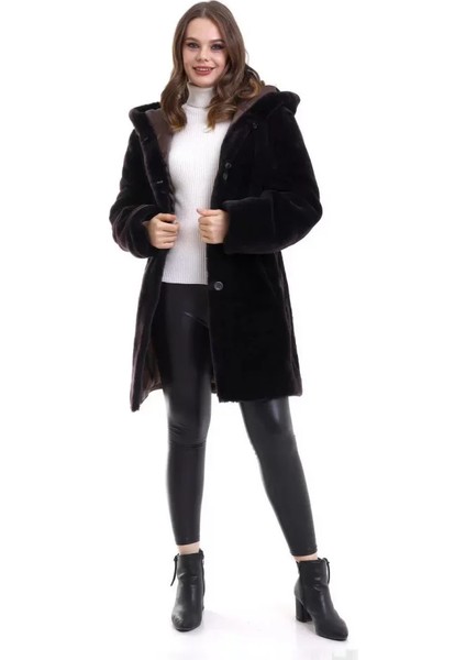 Reks Kapüşonlu Kaban - Siyah