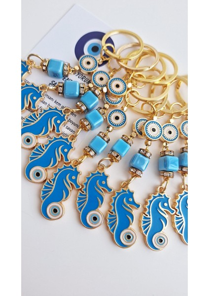 Hediyelik Nazar Boncuklu Şans Denzatı Anahtarlık - Mavi 10,5 cm fiyatları