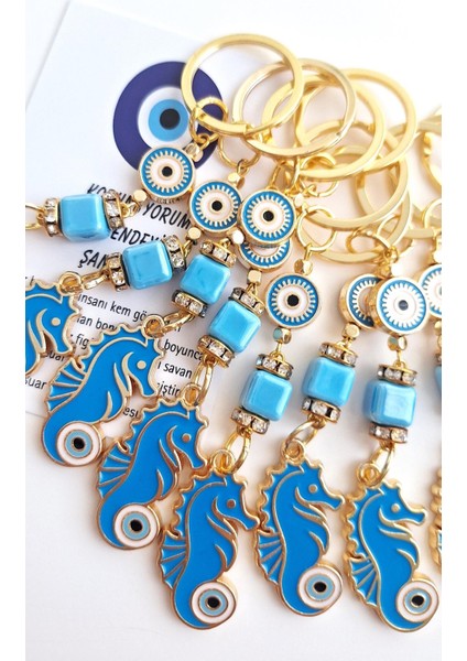 Hediyelik Nazar Boncuklu Şans Denzatı Anahtarlık - Mavi 10,5 cm fırsatları