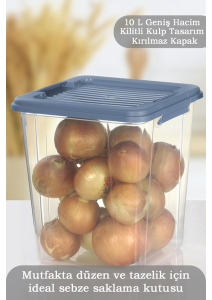 2'li Mega Box 10 Lt Patates Soğan Saklama Kutusu - Kilit Kapaklı Çok Amaçlı Sebzelik Saklama Kabı fiyatları