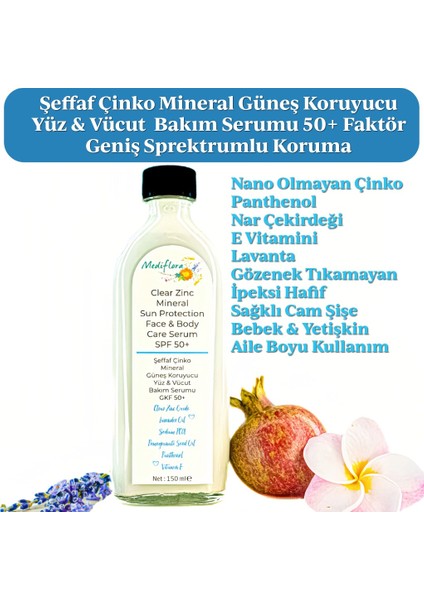 Şeffaf Çinko Mineral Güneş Koruyucu Yüz Ve Vücut Bakım Serumu