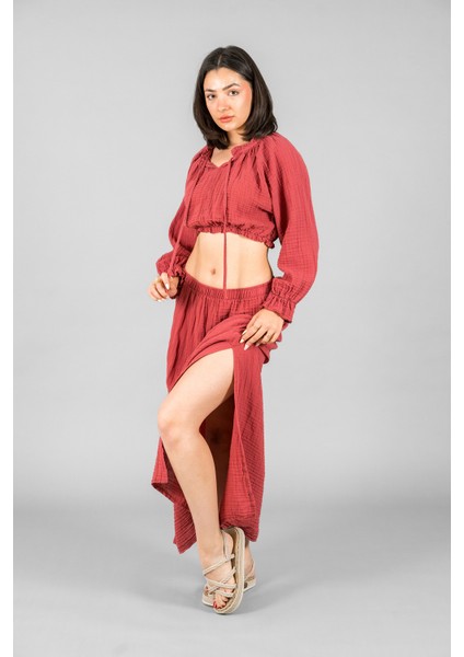 Müslin Kadın Reglan Kol Crop fiyatları