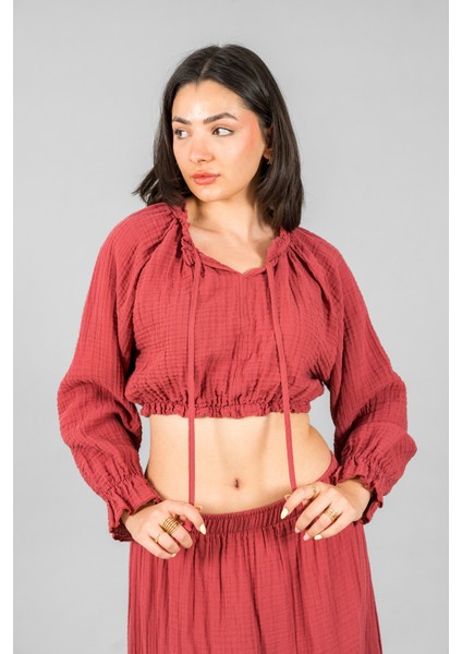 Müslin Kadın Reglan Kol Crop fırsatları