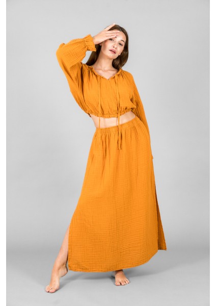 Müslin Kadın Reglan Kol Crop modelleri