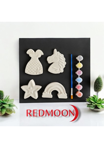 4 Karakter Alçı Boyama Taş Boyama Seti