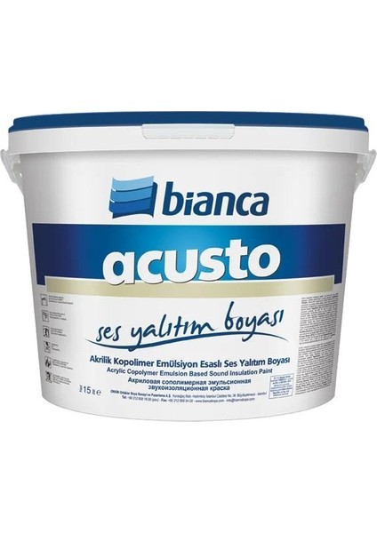 Acusto Ses Yalıtım Boyası 15 Lt Beyaz