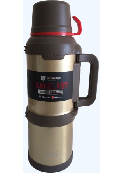 Paslanmaz Çelik Vacuum Termos 4 Litre 48 Saat Sıcak Soğuk Dağcı Termos Aile Boyu indirimleri