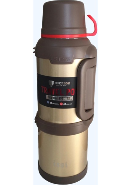 Paslanmaz Çelik Vacuum Termos 4 Litre 48 Saat Sıcak Soğuk Dağcı Termos Aile Boyu