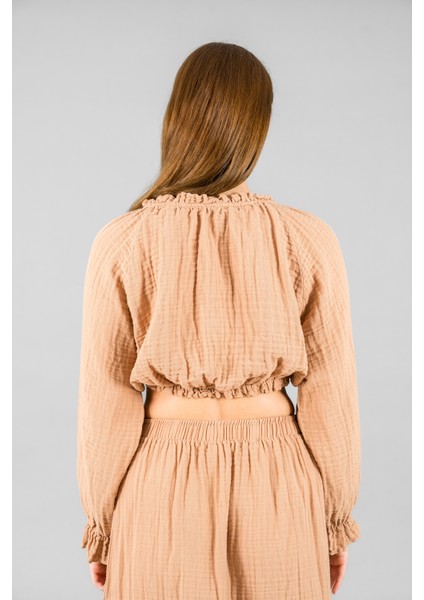 Müslin Kadın Reglan Kol Crop