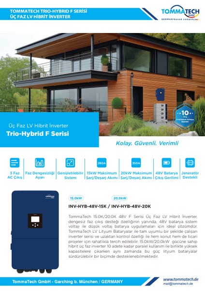 Tommatech F Serisi 15.0kw Üç Faz Lv Hibrit Inverter modelleri